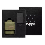 Подарочный набор: зажигалка Black Crackle® и зелёный нейлоновый чехол ZIPPO