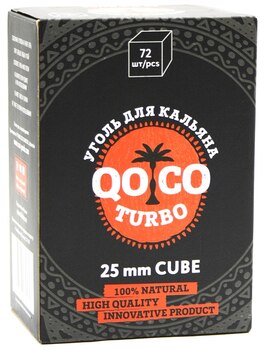 Уголь для кальяна QOCO Turbo Big Boss Cube 72 куб 25 мм