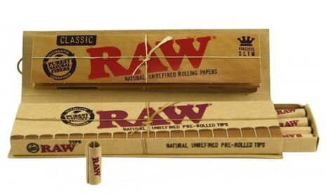 Бумага сигаретная RAW Slim KS+PrerolledTips Connoisseur
